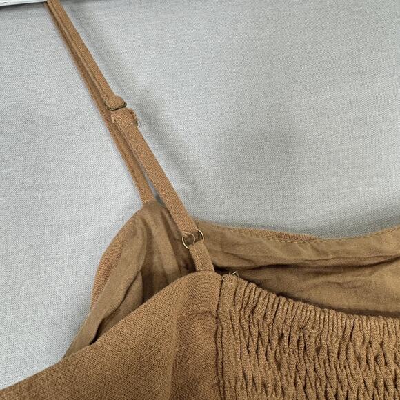 Allie Rose Bohme Jumpsuit Womens Large Brown Wide Leg Cutout Pleated Resort Boho - Picture 9 of 16